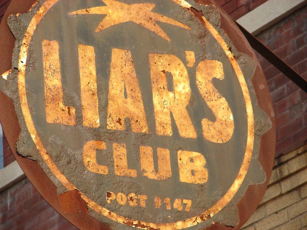 photo shows the liar's club's rusty sign